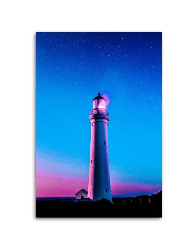 Lighthouse in neon - painting printed on canvas | FEEBY