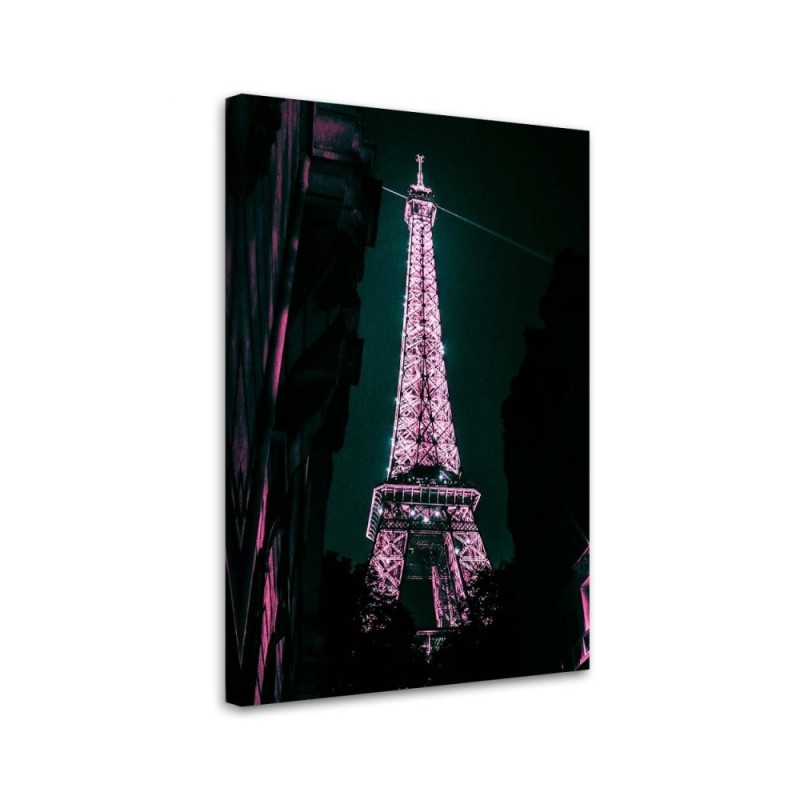 Eiffel Tower in pink - wall art painting for living room, bedroom | FEEBY