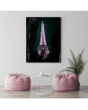 Eiffel Tower in pink - wall art painting for living room, bedroom | FEEBY