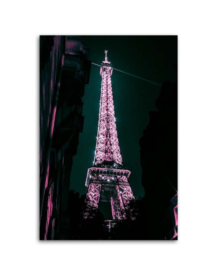 Eiffel Tower in pink - wall art painting for living room, bedroom | FEEBY