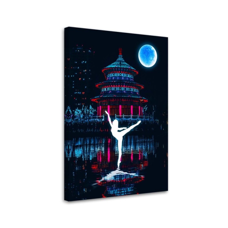 Ballerina - neon Canvas painting for wall to modern room | FEEBY