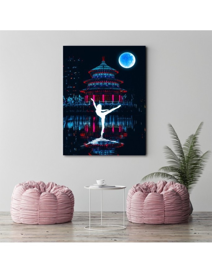 Ballerina - neon Canvas painting for wall to modern room | FEEBY