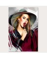 Canvas painting for living room Woman with a lollipop in a hat | FEEBY