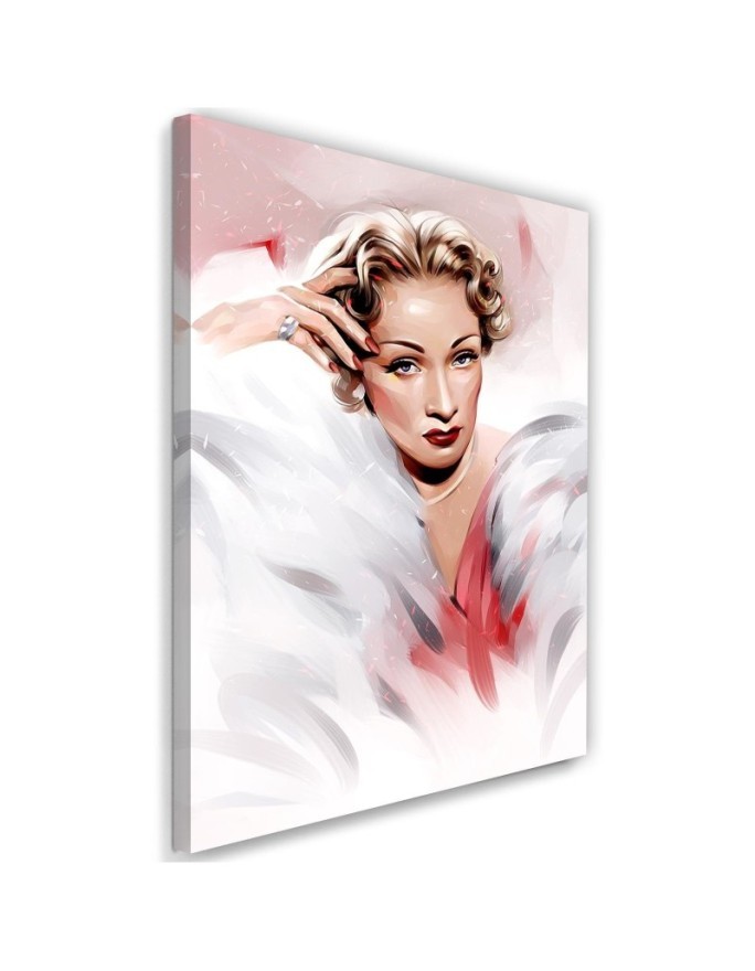 Canvas prints for bedroom Marlene Dietrich in white fur | FEEBY
