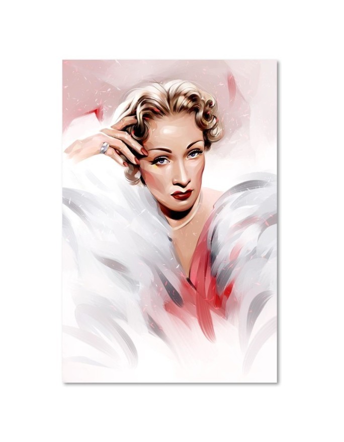Canvas prints for bedroom Marlene Dietrich in white fur | FEEBY