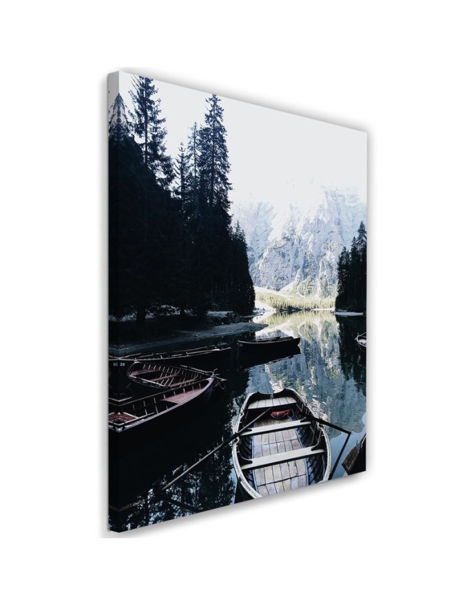 Paintings for living room Boats on the lake with mountain view | FEEBY