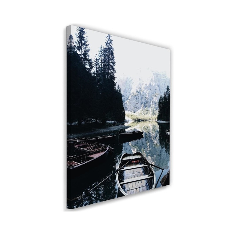 Paintings for living room Boats on the lake with mountain view | FEEBY