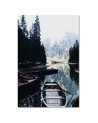 Paintings for living room Boats on the lake with mountain view | FEEBY