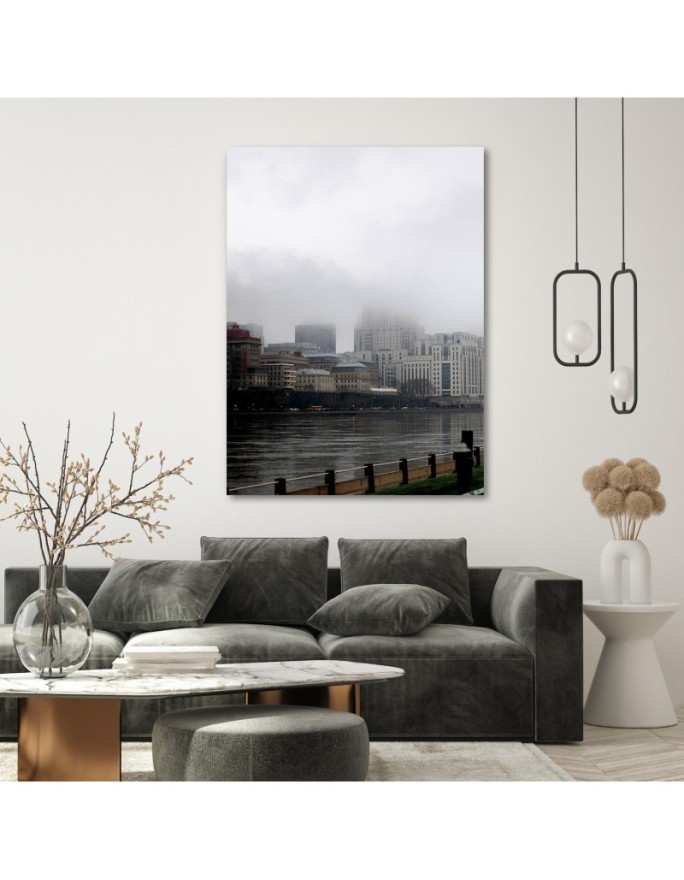 Wall painting for office, living room City in the fog Dmitry Belov | FEEBY