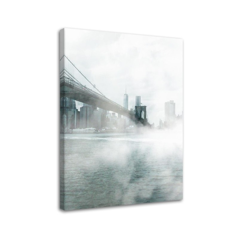 Canvas prints for living room Brooklyn Bridge in fog Dmitry Belov | FEEBY