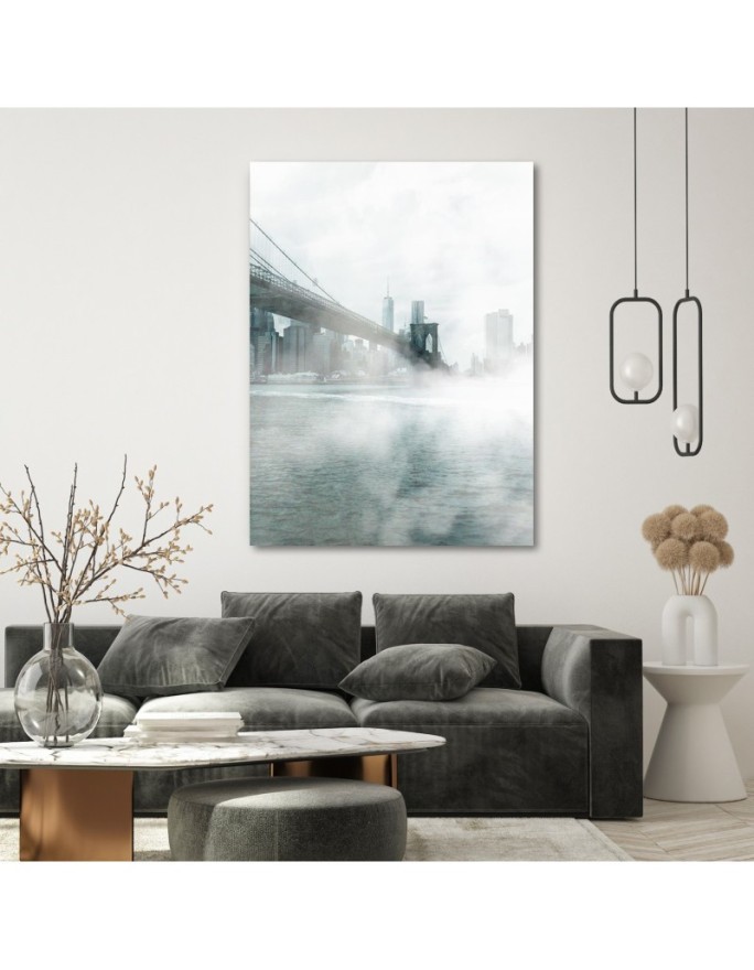 Canvas prints for living room Brooklyn Bridge in fog Dmitry Belov | FEEBY