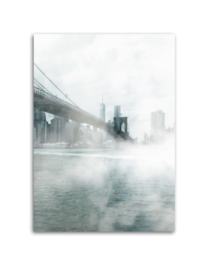 Canvas prints for living room Brooklyn Bridge in fog Dmitry Belov | FEEBY