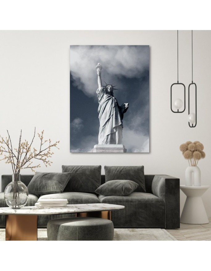 Picture on Canvas for the living room for the wall Statue of Liberty in the fog | FEEBY