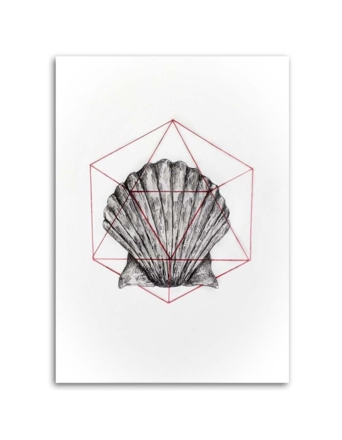 Geometric shell wall art painting for office | FEEBY