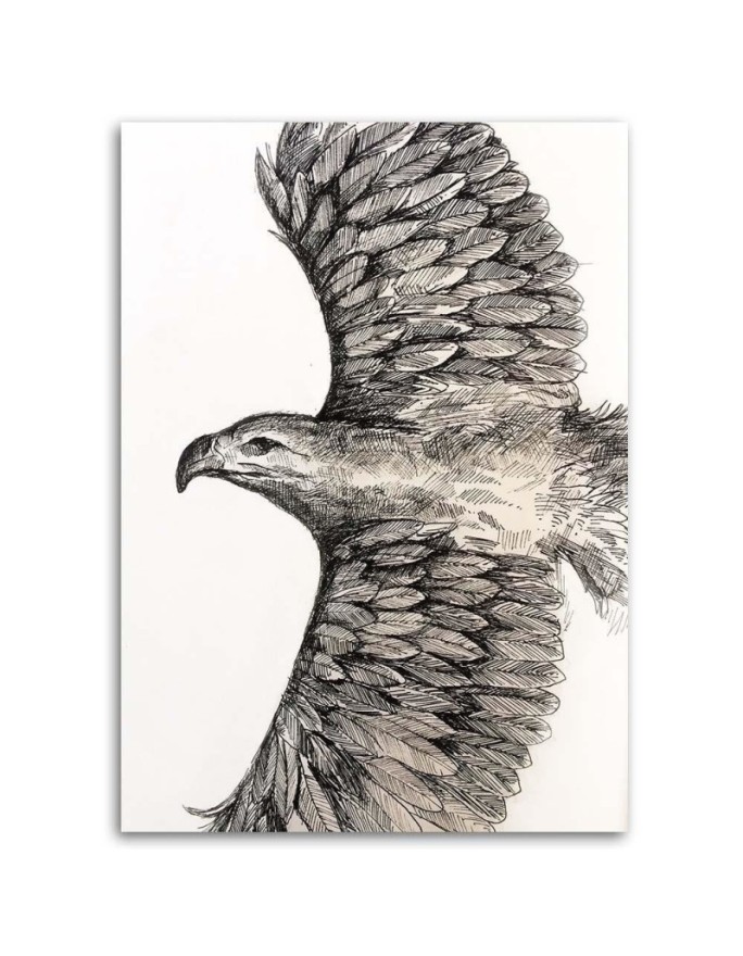 Canvas painting for living room Sketch flying eagle | FEEBY