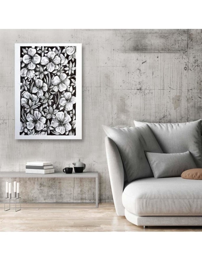 Digital wall art painting for wall Sketched flowers | FEEBY