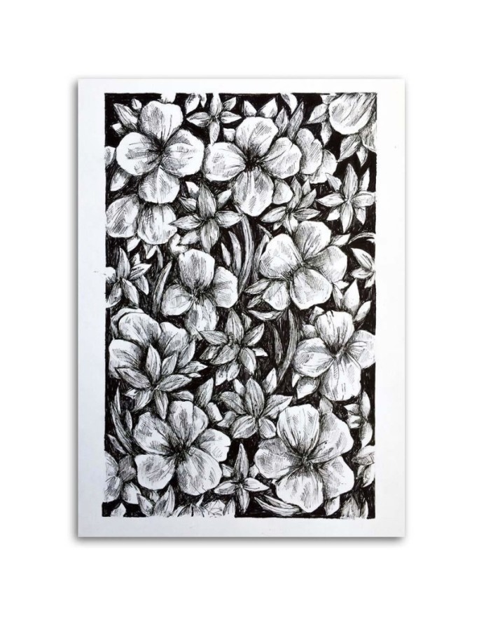Digital wall art painting for wall Sketched flowers | FEEBY