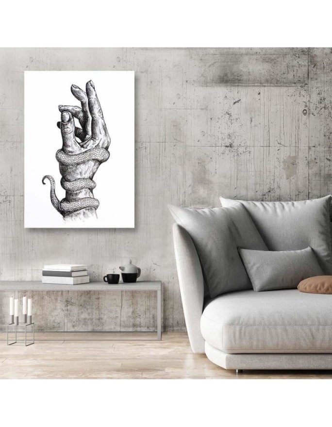 Digital Canvas art painting Snake on hand Jan Perit Kablan | FEEBY