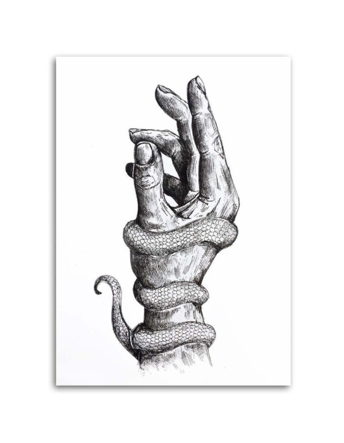 Digital Canvas art painting Snake on hand Jan Perit Kablan | FEEBY