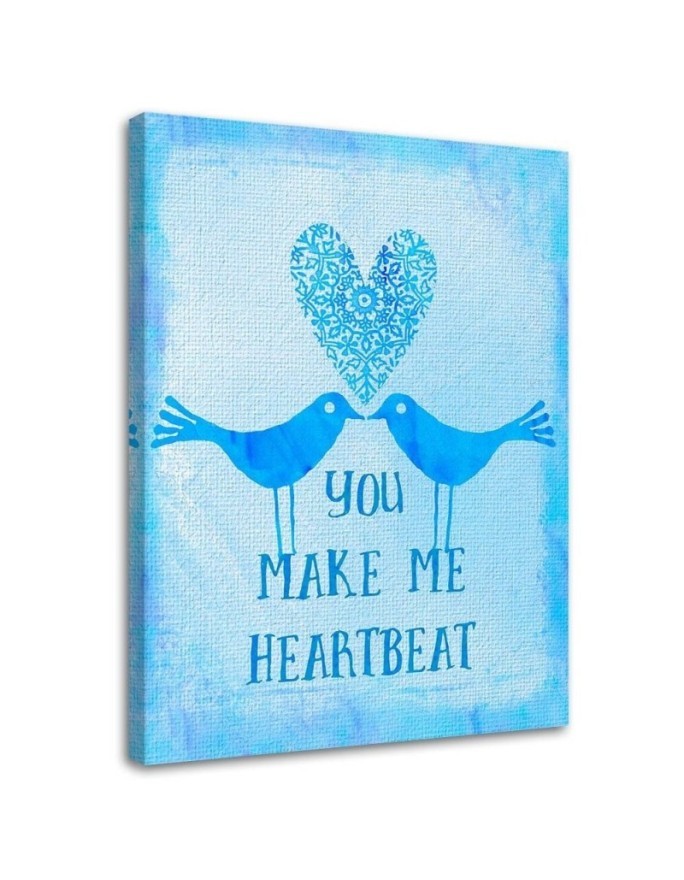 Bedroom wall painting Birds in love on a blue background | FEEBY