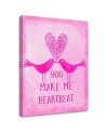 Canvas prints for bedroom Heart birds on pink background | FEEBY