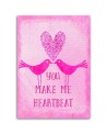 Canvas prints for bedroom Heart birds on pink background | FEEBY