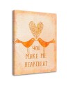 Canvas prints for bedroom Heart love birds on orange background | FEEBY
