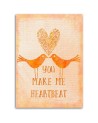 Canvas prints for bedroom Heart love birds on orange background | FEEBY