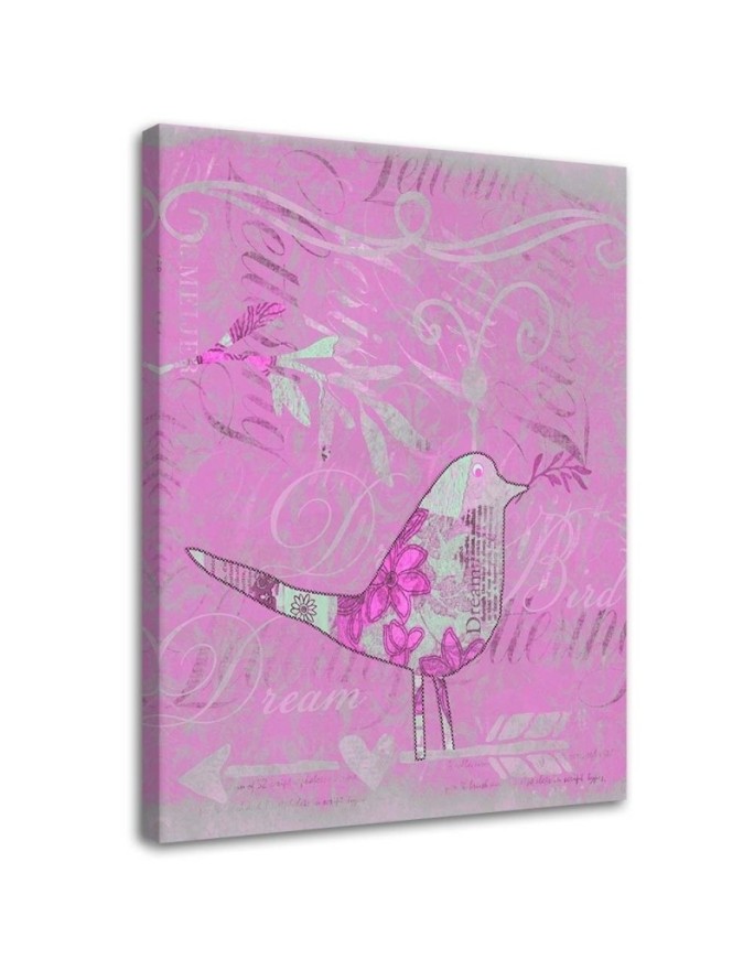 Canvas print Bird on a pink...