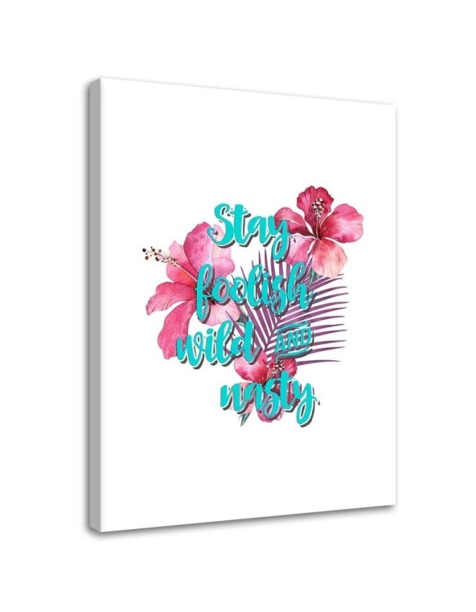Canvas prints Blue lettering with pink flowers Andrea Haase | FEEBY
