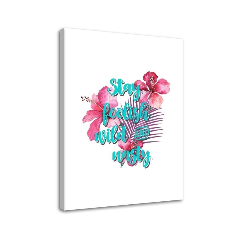 Canvas prints Blue lettering with pink flowers Andrea Haase | FEEBY