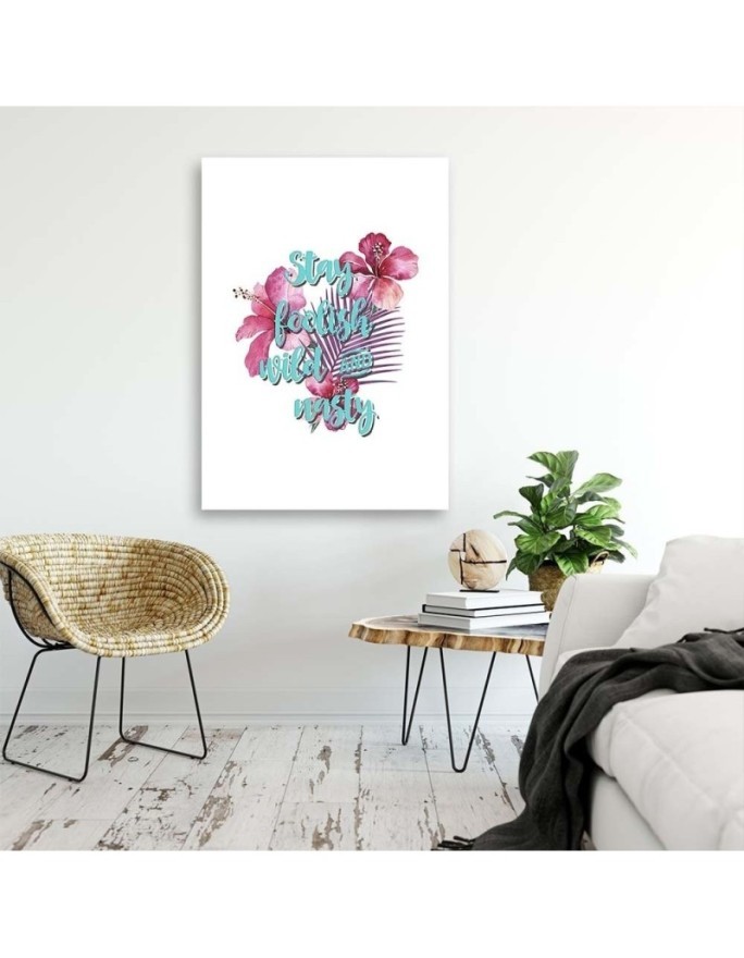 Canvas prints Blue lettering with pink flowers Andrea Haase | FEEBY