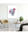 Canvas prints Blue lettering with pink flowers Andrea Haase | FEEBY