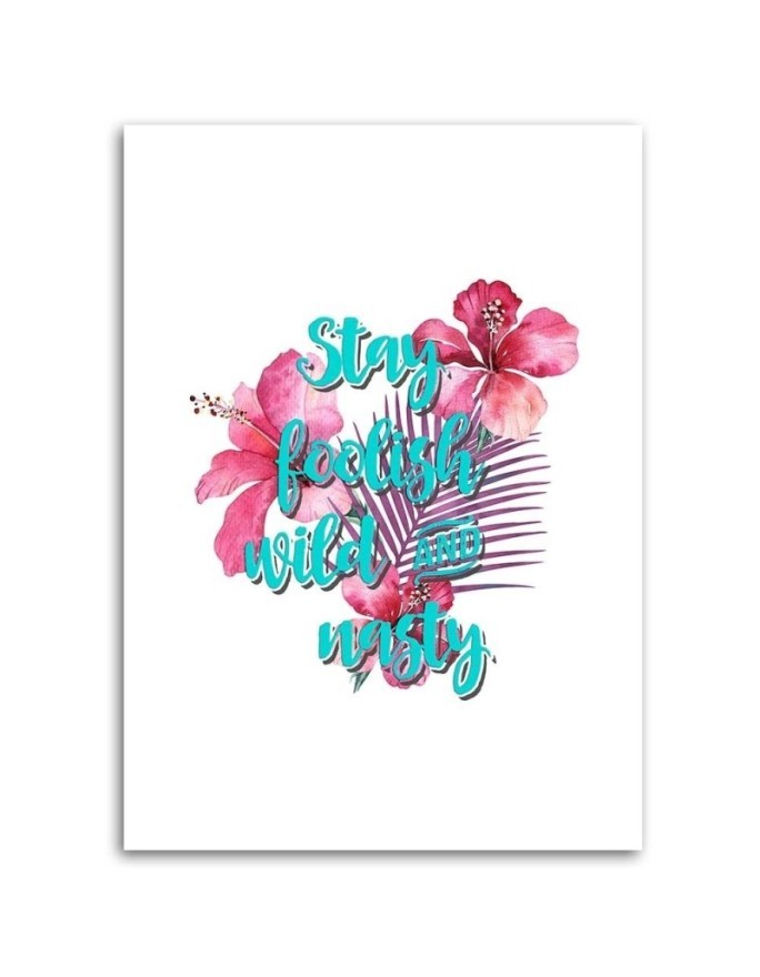 Canvas prints Blue lettering with pink flowers Andrea Haase | FEEBY
