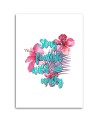 Canvas prints Blue lettering with pink flowers Andrea Haase | FEEBY