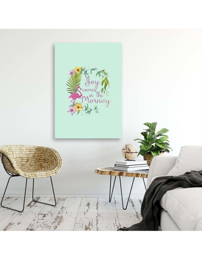Modern Canvas painting - Flamingo and tropical lettering Andrea Haase | FEEBY