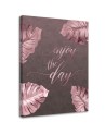 Canvas prints for living room Inscription and pink monstera leaves | FEEBY