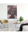 Canvas prints for living room Inscription and pink monstera leaves | FEEBY