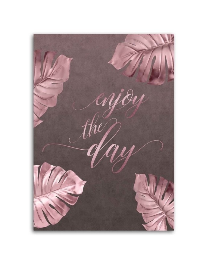 Canvas prints for living room Inscription and pink monstera leaves | FEEBY