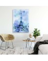 Canvas prints for living room - Blue Eiffel Tower | FEEBY