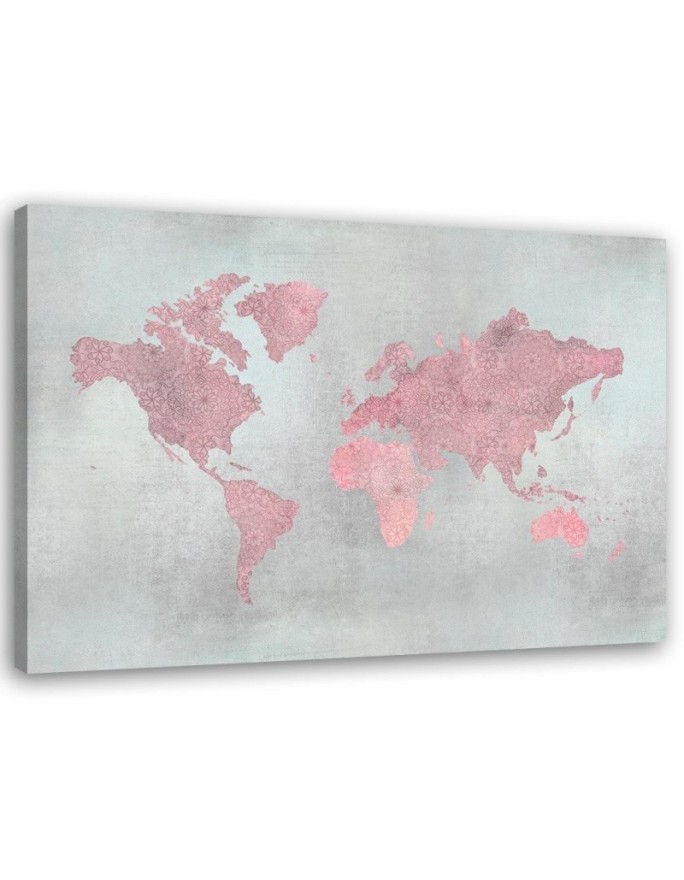 Canvas prints for girl's room - Pink world map Andrea Haase | FEEBY