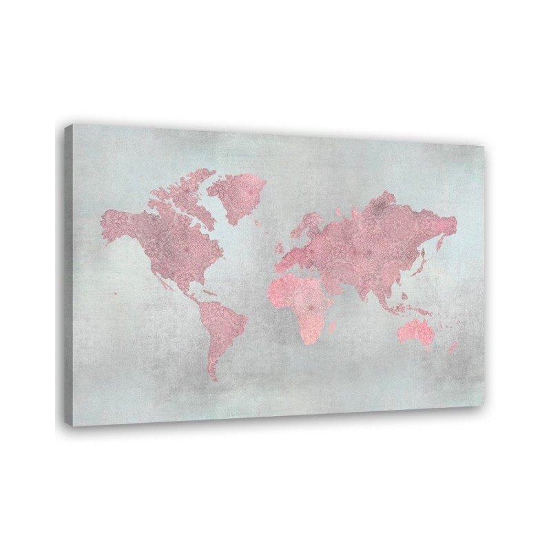 Canvas prints for girl's room - Pink world map Andrea Haase | FEEBY
