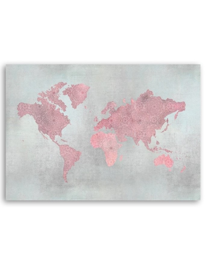Canvas prints for girl's room - Pink world map Andrea Haase | FEEBY
