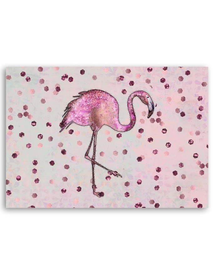 Canvas prints for children's room - Flamingo on a dotted background Andrea Haase | FEEBY