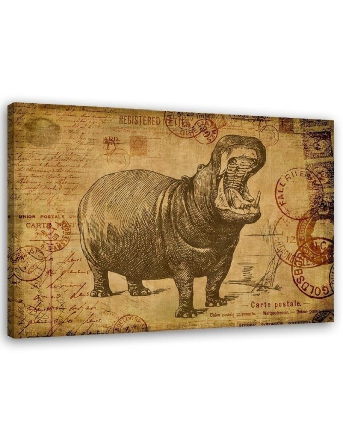 Canvas prints for children's room - Hippopotamus in retro style | FEEBY