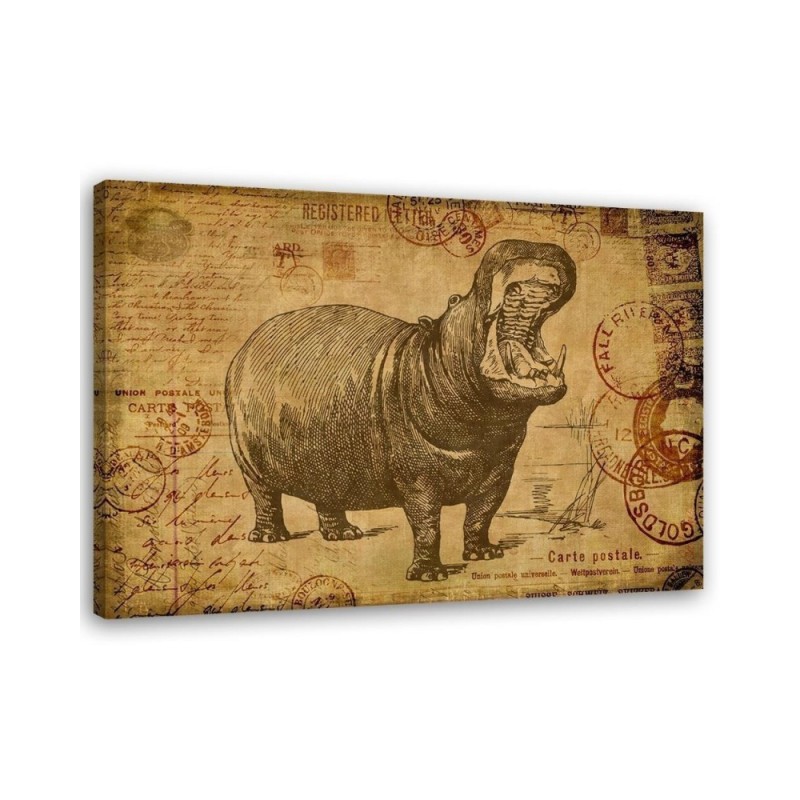Canvas prints for children's room - Hippopotamus in retro style | FEEBY