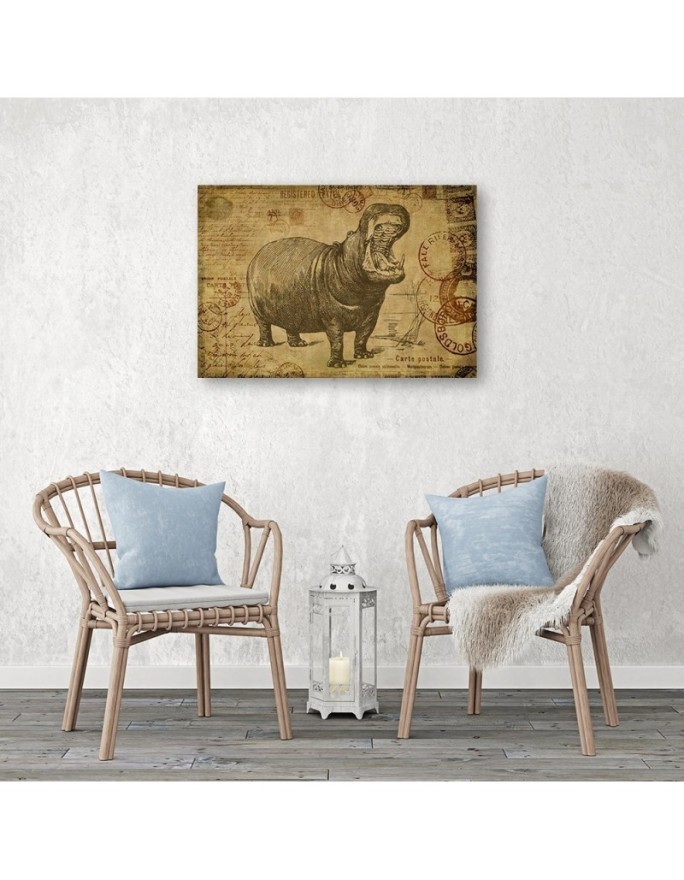 Canvas prints for children's room - Hippopotamus in retro style | FEEBY