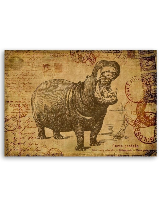 Canvas prints for children's room - Hippopotamus in retro style | FEEBY