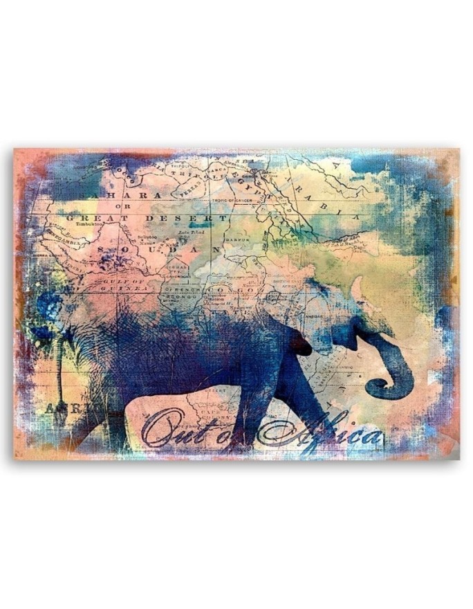 Canvas prints for the study,office - African elephant on the background of the map | FEEBY