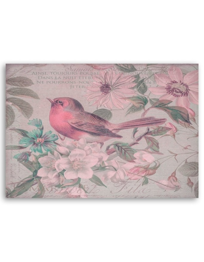 Canvas painting - Bird on a branch with flowers | FEEBY